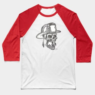 Firefighter Skull Baseball T-Shirt